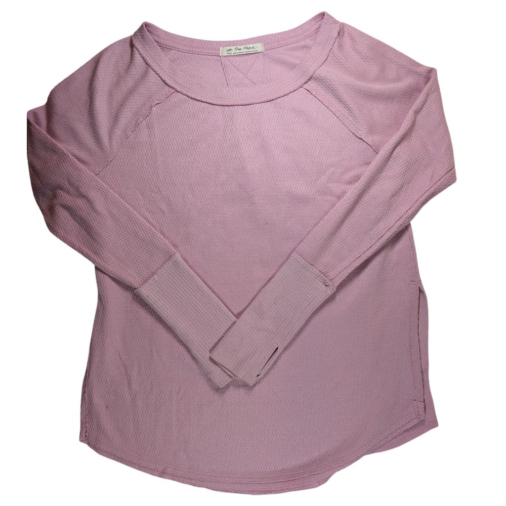 We The Free Thermal Top Women Small Pink Waffle Knit‎ Thumbhole Cuffs
